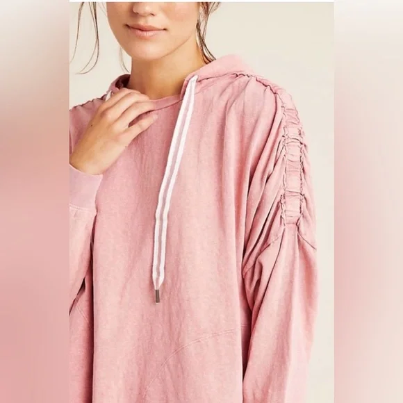 FREE PEOPLE MOVEMENT Cayuga Hooded Tunic Hoodie Sweatshirt Pink Oversized M - Picture 3 of 13